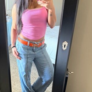 2000s Dolce & Gabbana Orange Leather Belt